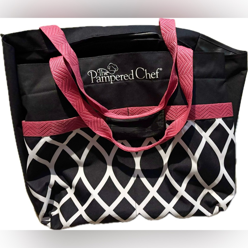 The Pampered Chef Black and Pink Large Tote Bag